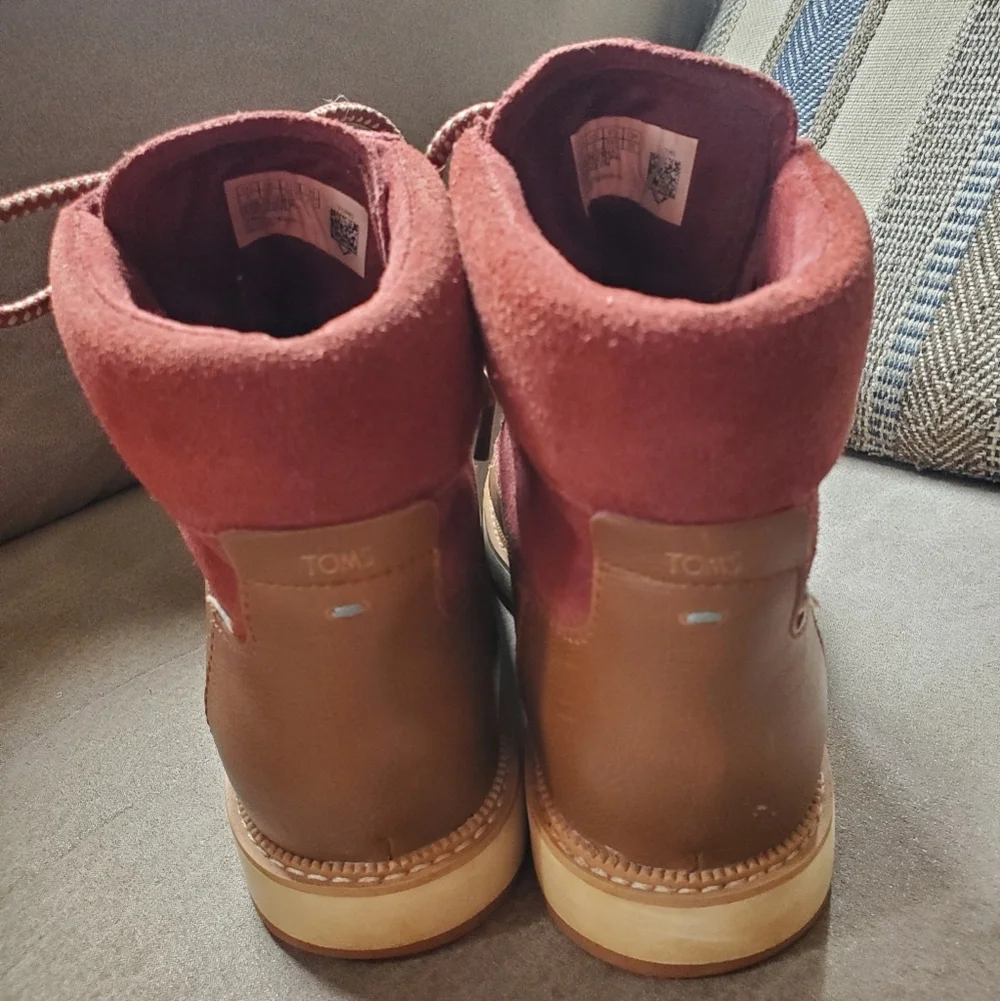 TOMS Womens Mesa Waterproof Leather Boots - Brown Size 8 - Picture 7 of 9